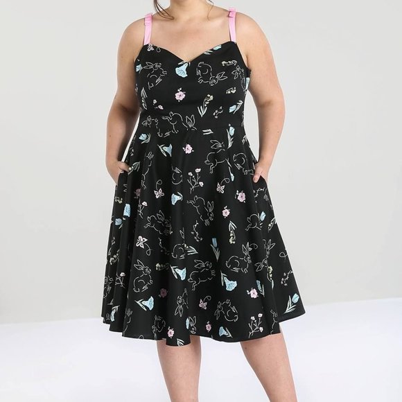 Hell Bunny Dresses & Skirts - Hell Bunny Flowers and Bunnies - Black dress  3X